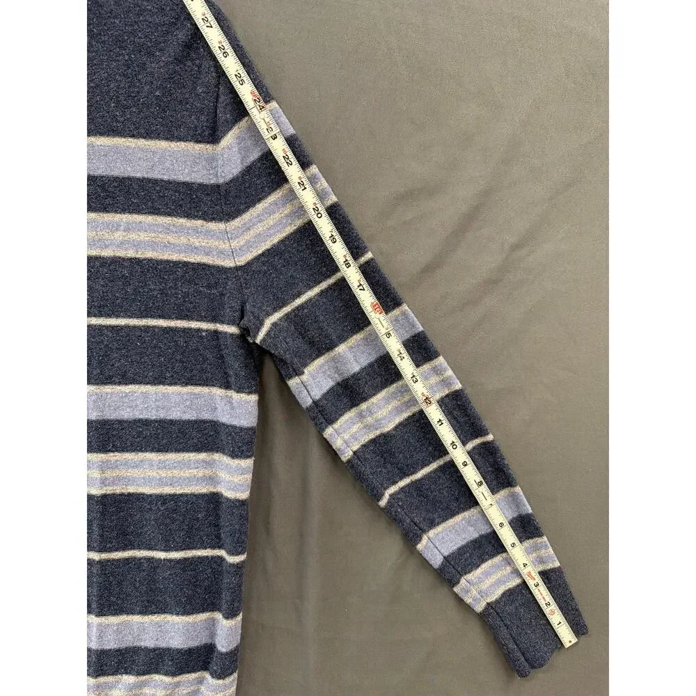 Banana Republic Men's L Silk Linen Sweater Blue Striped Crewneck Pullover
